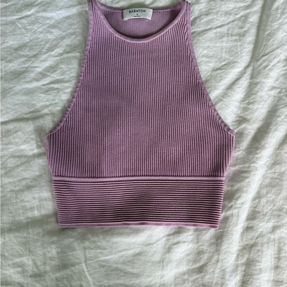 Babaton Purple Crop Top with Modern Silhouette